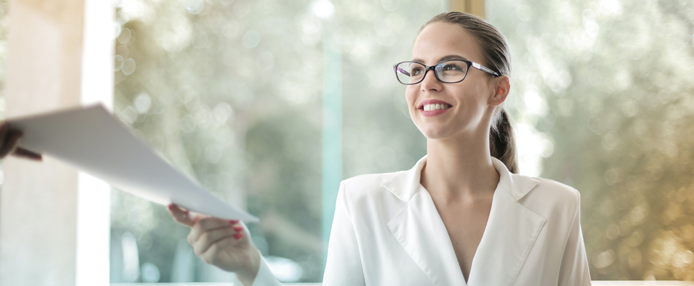Office Girl Receiving Paper